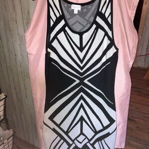 Bisou Bisou Pink and Black Geometric Maxi Dress